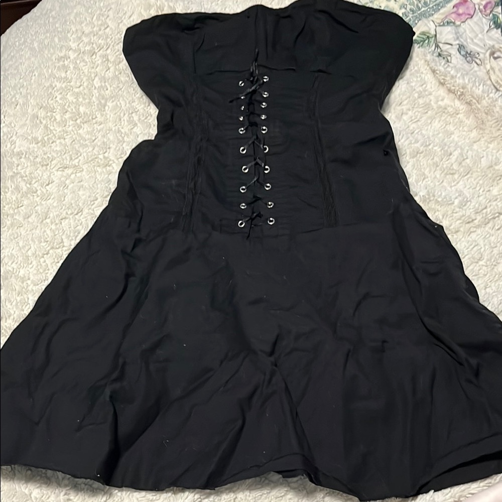 Angie black strapless bustier mini dress